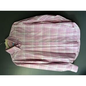 J. McLaughlin Men's Pink Plaid Button-Down Shirt Size S